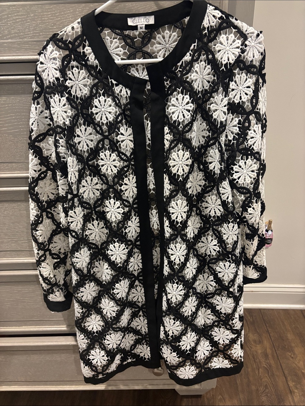 Cielo Black & White Crochet Overlay Jacket